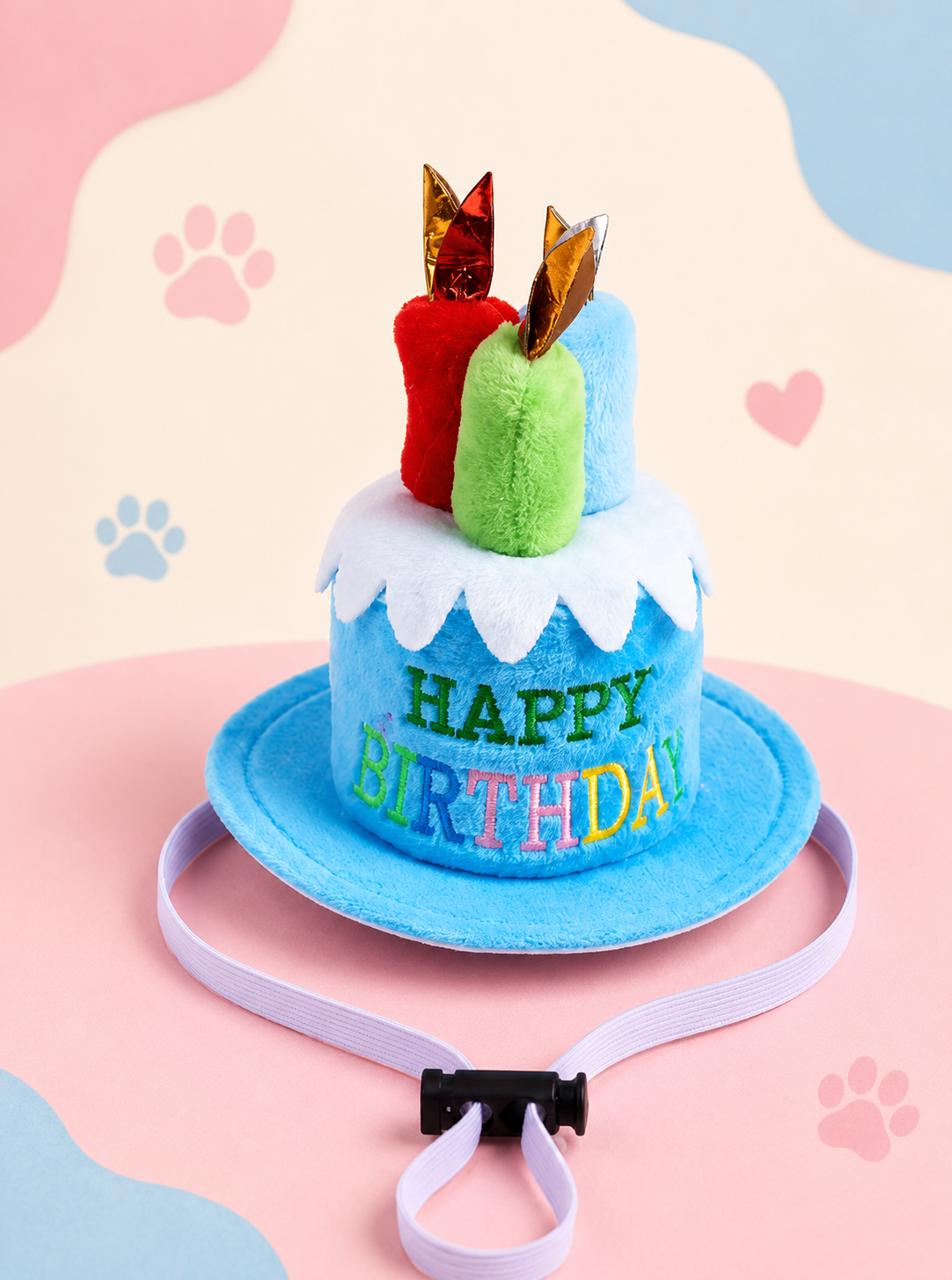 🎂 Sombrero de Cumpleaños para Mascotas con Diseño de Pastel y Velas