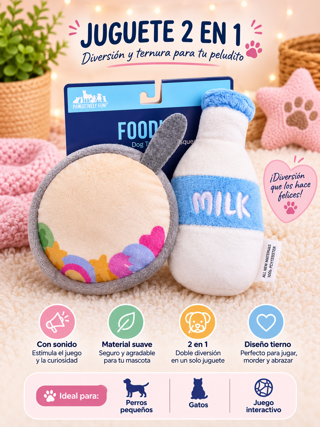 🥣🥛 Set de Peluche Cereal y Leche