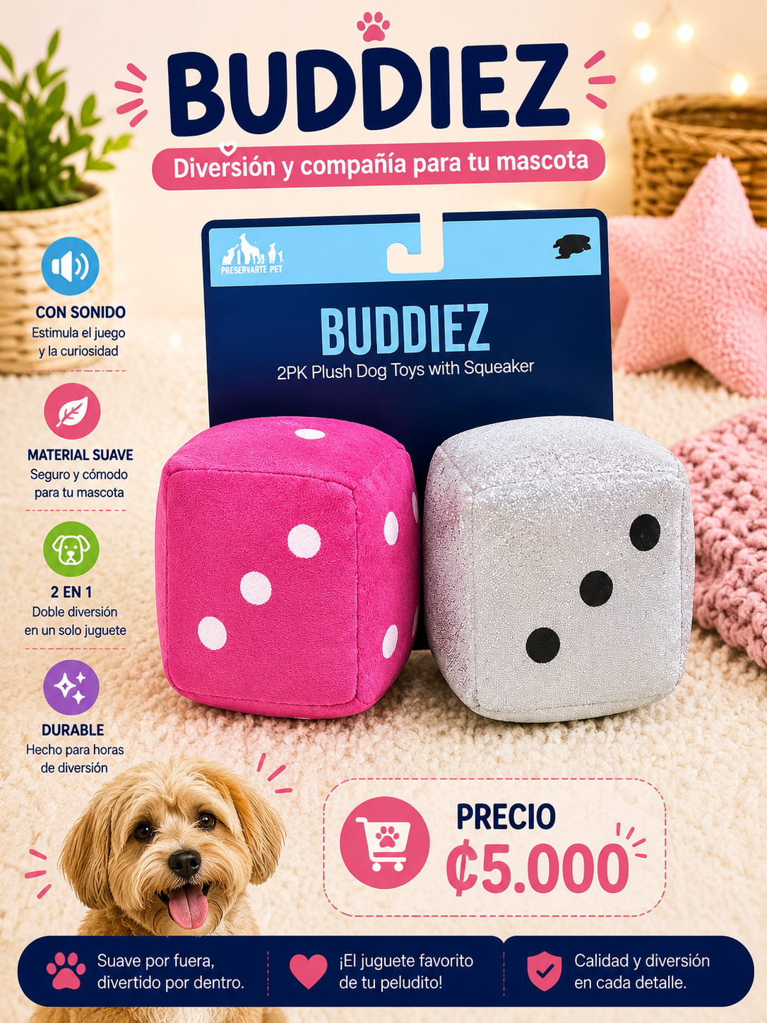 🎲 Set de Dados de Peluche con Sonido 🐾
